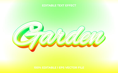 Poster - Garden 3d text effect and editable text, green template 3d style use for business tittle