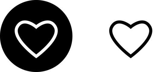Poster - Basic Black and White Heart Love Health Symbol Sign in a Circle Icon Set. Vector Image.