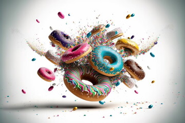 Wall Mural - donut on white background, Made by AI,Artificial intelligence