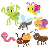 Fototapeta Pokój dzieciecy - Cute insects vector cartoon illustration