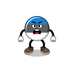 Poster - estonia flag cartoon illustration with angry expression