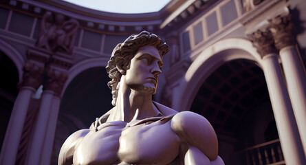 statue of a god in an Italian piazza, generative ai