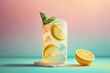 3d glass of lemonade illustration with a pastel backdrop made by generative ai