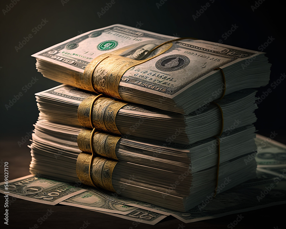 Money Stack Visualized Generative ai, Stack of Money Stock Illustration | Adobe Stock