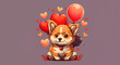 Adorable Cute Chubby Dog Valentine's Day - Graphic Illustration Banner - Generative Ai