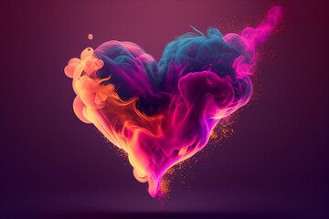 heart shaped smoke colorful, image ai midjourney generated