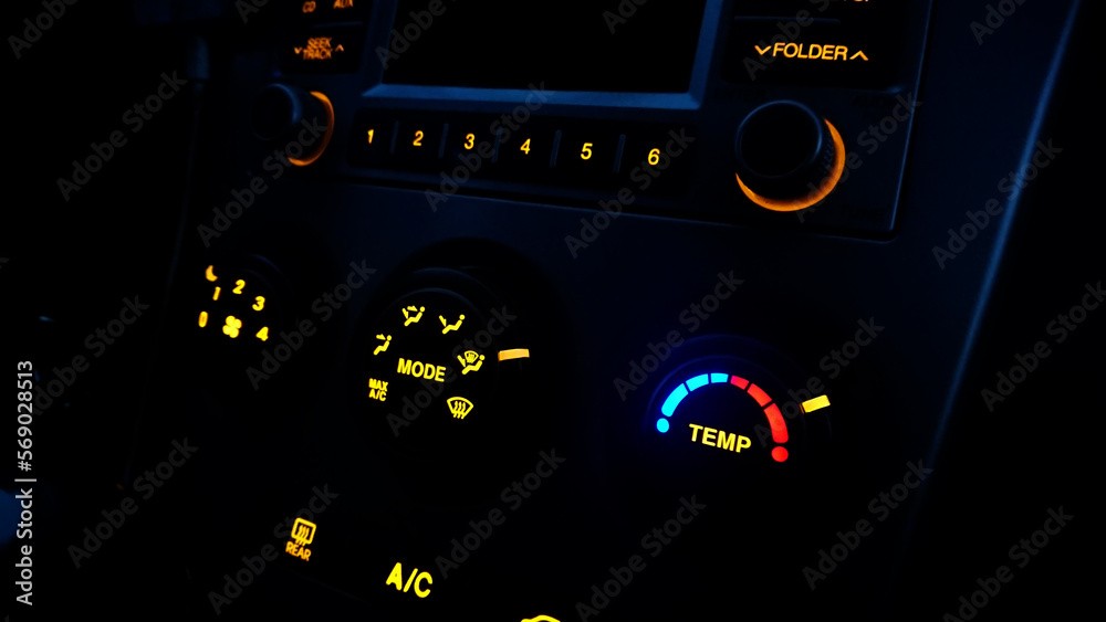 The central console of the car with the control panel of the automatic ...