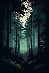 Sticker - Forest illustration image, Ai generated