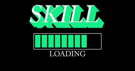 Poster - Skill text with Loading, Downloading, Uploading Bar Indicator. Download, Upload on computer screen.