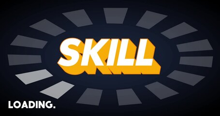 Poster - Skill text with Loading, Downloading, Uploading Bar Indicator. Download, Upload on computer screen.