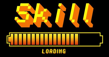 Poster - Skill text with Loading, Downloading, Uploading Bar Indicator. Download, Upload on computer screen.