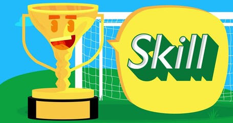 Poster - Trophy Cup with Skill text in speech bubble. Sport Event Background animation.