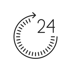 Poster - 24 hours delivery service icon. Outline timer