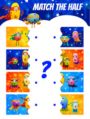 Poster - Match the half of cartoon cute superhero vitamin
