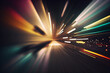abstract acceleration speed motion on night road, image ai midjourney generated