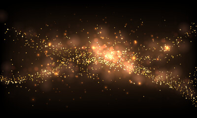 Wall Mural - Abstract gold color mist element on black background