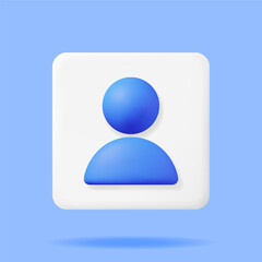 Poster - 3D Simple User Icon Isolated. Render Profile Photo Symbol UI. Avatar Sign. Person or People GUI Element. Realistic Vector Illustration