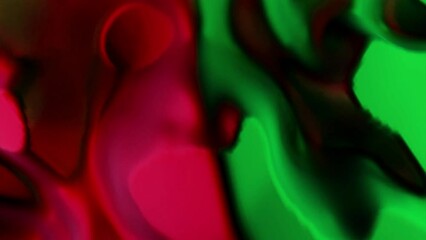 Poster - Different colors of bright liquid merging into one. Design. Sliding blots in cartoon abstraction that merge into one.