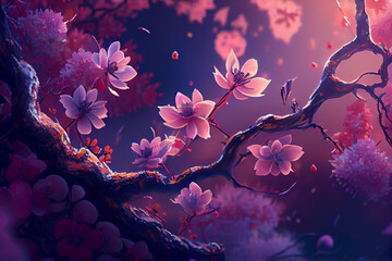 Wall Mural - Cherry Blossom Wallpaper. Generative ai