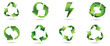 Set of green 3d recycle icons. recycling icon. recycle logo symbol. recycling sign isolated on white background. vector illustration