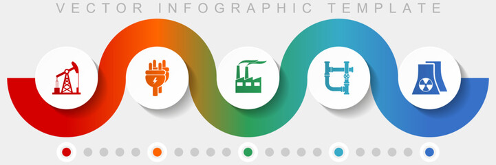 Wall Mural - Industrial infographic vector template with icon set, miscellaneous icons such as oil industry, electricity, factory and nuclear power plant for webdesign and mobile applications