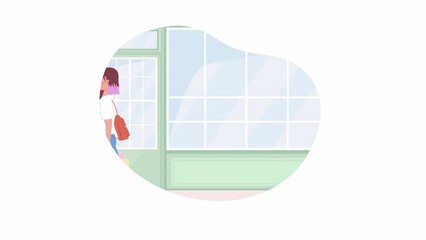Poster - Animated mother daughter bonding. Black friday. Looped flat 2D characters 4K video footage. Color isolated animation on white background with alpha channel transparency for website, social media
