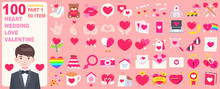 Love Wedding Heart Valentine Icon Elements Set 50 Item PART1