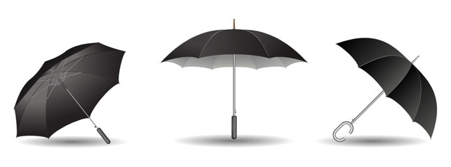  set of realistic striped umbrella in various type.
