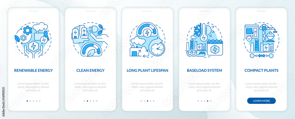 Using geothermal energy advantages blue onboarding mobile app screen ...
