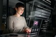 © N Felix/peopleimages.com - Overlay, night or woman typing a schedule online, planning goals on digital notes or diary in a smart office. Person networking or researching on a futuristic 3d technology app or hologram screen