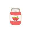 A strawberry jam icon, strawberry vector. Jar with strawberry jam.