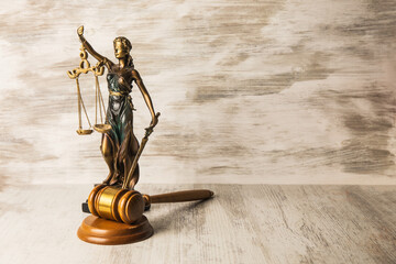 Wall Mural - Bronze statue of justice and court