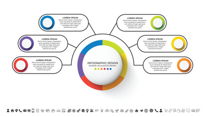 Steps business data visualization timeline process infographic template design with icons