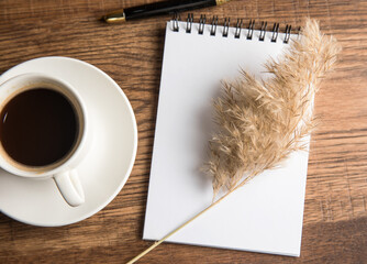 Canvas Print - Cup of coffee and notebook