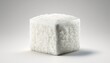  a cube of white rice sitting on top of a white tablecloth covered tablecloth on top of a white tablecloth covered tablecloth.  generative ai