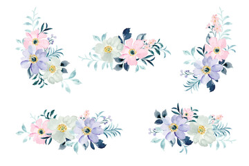 Wall Mural - Pastel watercolor floral arrangement collection