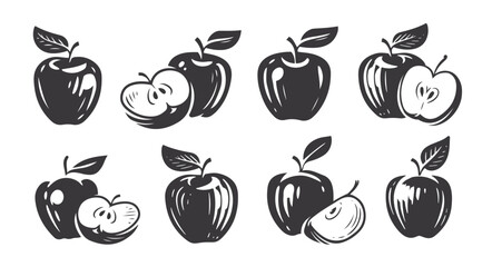 Poster - Apple with leaf symbol vector. Fruit icon set