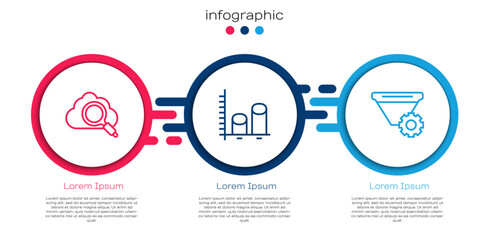 Poster - Set line Search cloud computing, Data analysis and Filter setting. Business infographic template. Vector