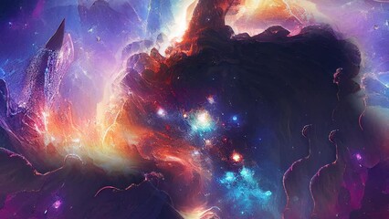 Wall Mural - Beautiful cosmic 4k video footage. Gas clouds and stars.	