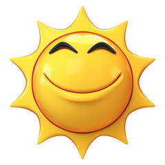 Wall Mural - Cartoon sun emoji isolated on white background, sunshine emoticon 3d rendering