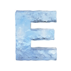 Sticker - Ice font 3d rendering, letter E