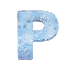 Poster - Ice font 3d rendering, letter P