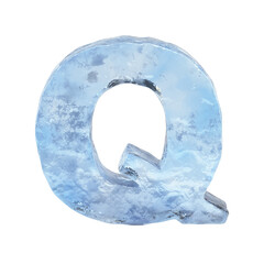 Poster - Ice font 3d rendering, letter Q