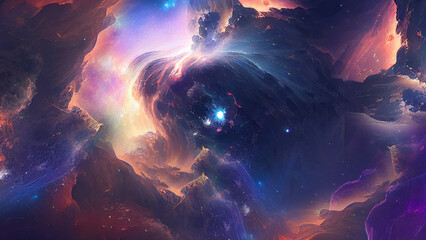 Wall Mural - Open space. Outer space gas clouds. Cosmos neutral background. Bright stars.	