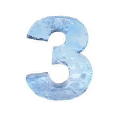 Poster - Ice font 3d rendering, number 3