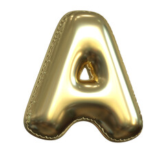 Poster - Gold metallic balloon font 3d rendering, letter A