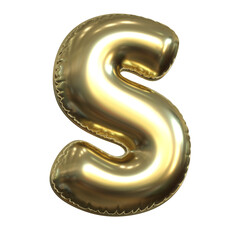 Wall Mural - Gold metallic balloon font 3d rendering, letter S