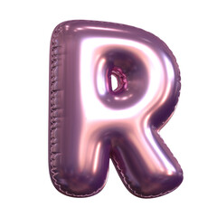 Wall Mural - Pink metallic balloon font 3d rendering, letter R