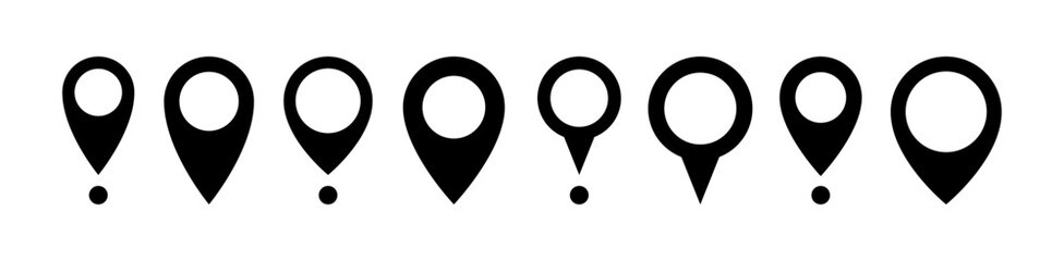 Poster - Pin icon set. Location signs in vector format. Navigation and gps icons design for graphic design, web, ui, mobile app.