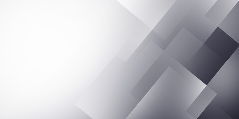 Poster - abstract white and gray geometric square shape overlapping layer background